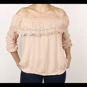 C+J Collection Size M Peasant Off Shoulders Blouse